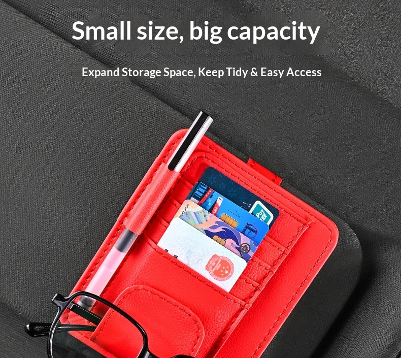 Auto-Sonnenblenden-Organizer Multifunktionaler Auto-Brillenhalter Karten-ID-Ticket-Clip Auto-Innenraum-Aufbewahrungstasche Neuer Nützlicher Auto-Zubehör – Detail 5