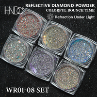 HNDO 6 Pcs/Box Reflective Sparkle Nail Glitter Set Powder Pigment Dust for Nail Art Decoration DIY Professional Manicure Kit