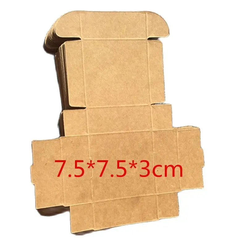 50Pcs 7.5*7.5*3cm DIY Kraft Gift Box Brown Paper Small Soap Box Kraft Cardboard Mini Jewelry Packing Carton Box