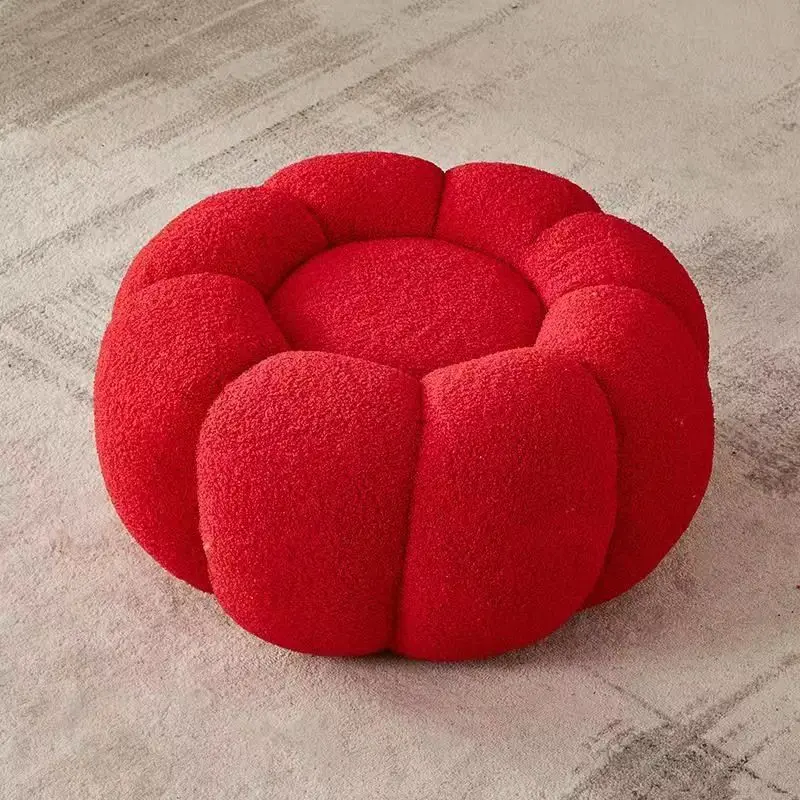 Pumpkin Stools Sofa Stool Footstool Hallway Ottoman Lamb Velvet Stool Small Round Stool Puff Seat For The Room Home Furniture