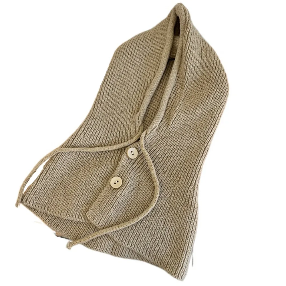 

Soft Thicken Scarf Balaclava Hats Warm Windproof Knitted Beanie Cap Drawstring One-piece Design Snood Collar Hood Student