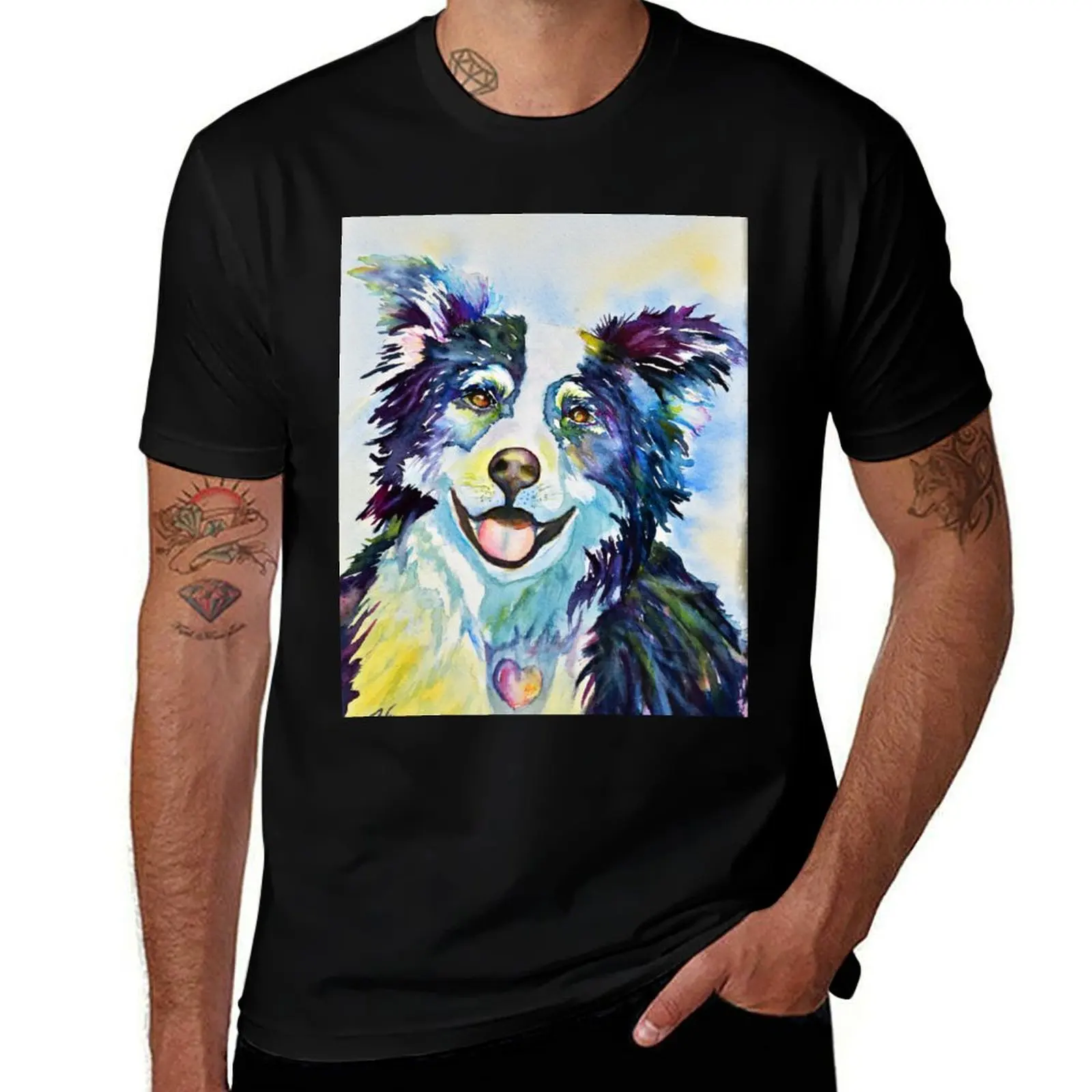 Boarder Collie T-Shirt Plus Size Outdoor Casual Top T-Shirt