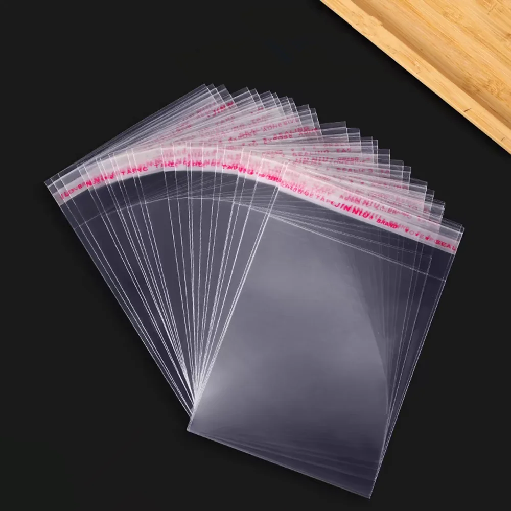 100/200Pcs10x15cm 12x18cm 14x20cm OPP Transparent Self-adhesive Sealed Plastic Packaging Bag Resealable Cellophane OPP Gift Bag