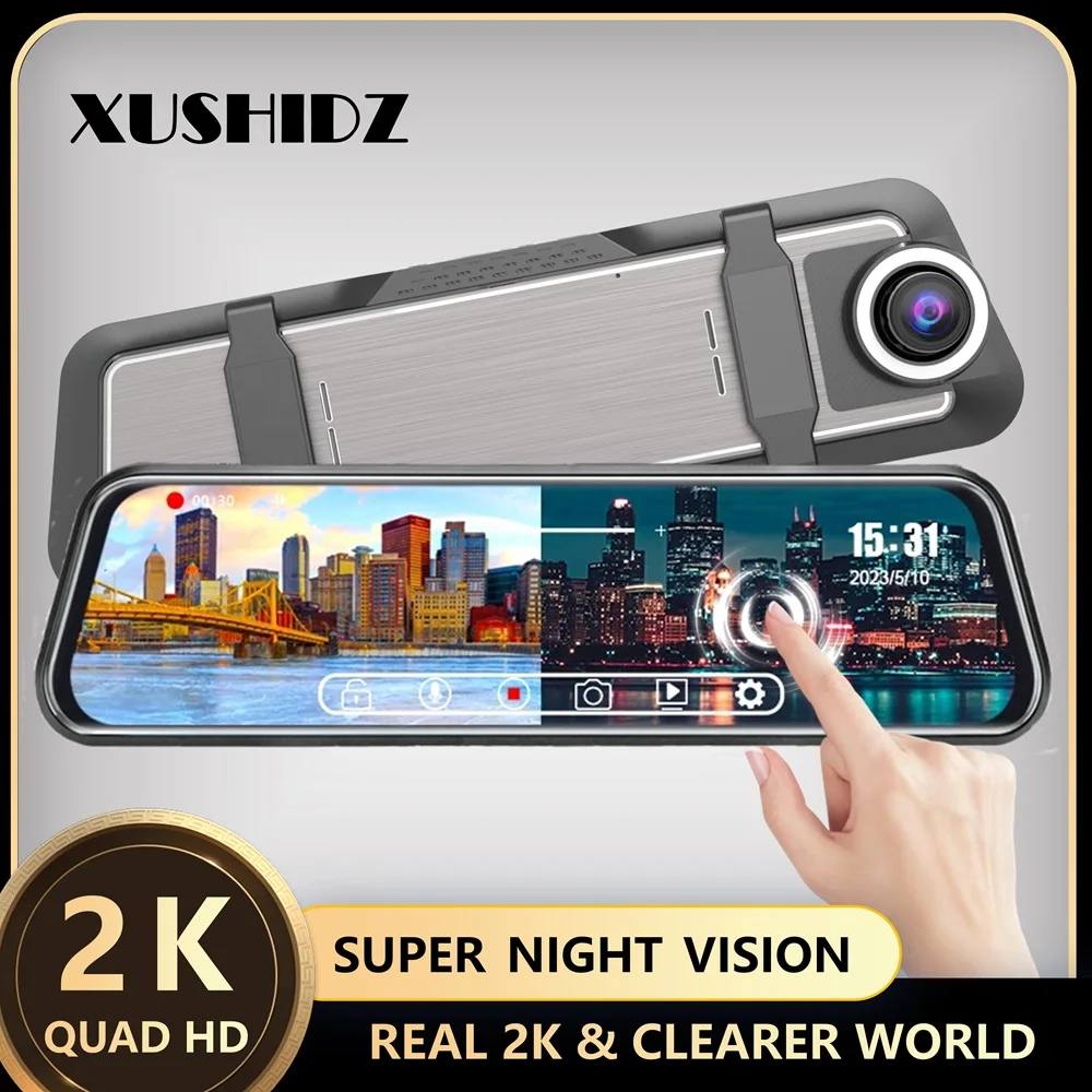 

XUSHIDZ S18PRO 2K WiFi Mirror Dash Camera Touch Screen Car Camera Dual Vehicle DVR Driving Video Recorder Rearview Dashcam