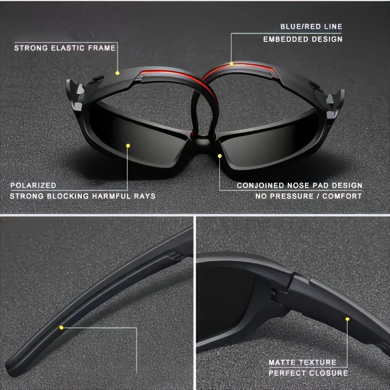 3 قطع نظارات شمسية عصرية رياضية للرجال خفيفة الوزن للرؤية الليلية للرجال ظلال لركوب الدراجات والقيادة والصيد نظارة شمسية عصرية بمرآة
