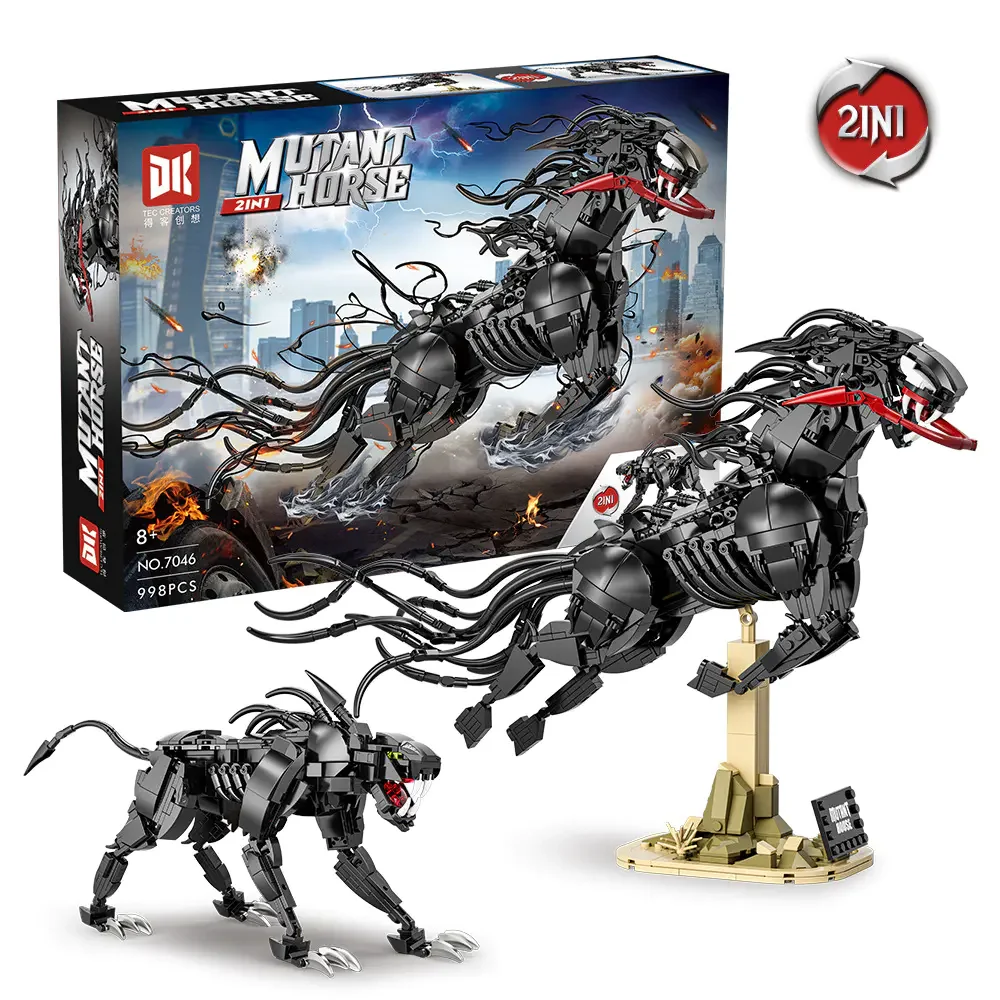 998PCS Creatieve 2in1 Black Venom Vliegende Paard Bouwstenen Film De Laatste Dans Monteren Bricks Speelgoed Cadeau Voor kinderen Kids