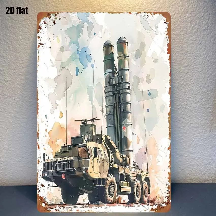CIFBUY Vintage Military Missile Launcher Truck Metal Sign Rustproof Waterproof Aluminum Wall Art for Garage Bar Bedroom Garden