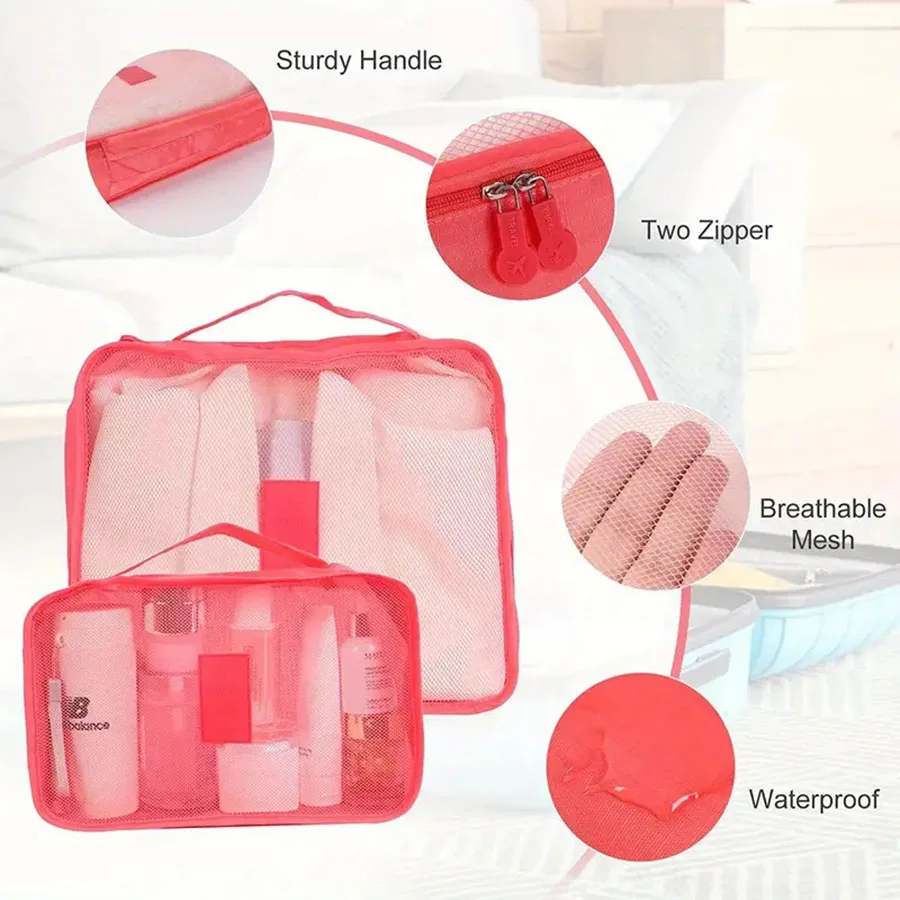 6 sacchetti portaoggetti per organizer da viaggio, valigie da viaggio portatili, borsa da viaggio per donna, organizer per bagagli, vestiti, scarpe