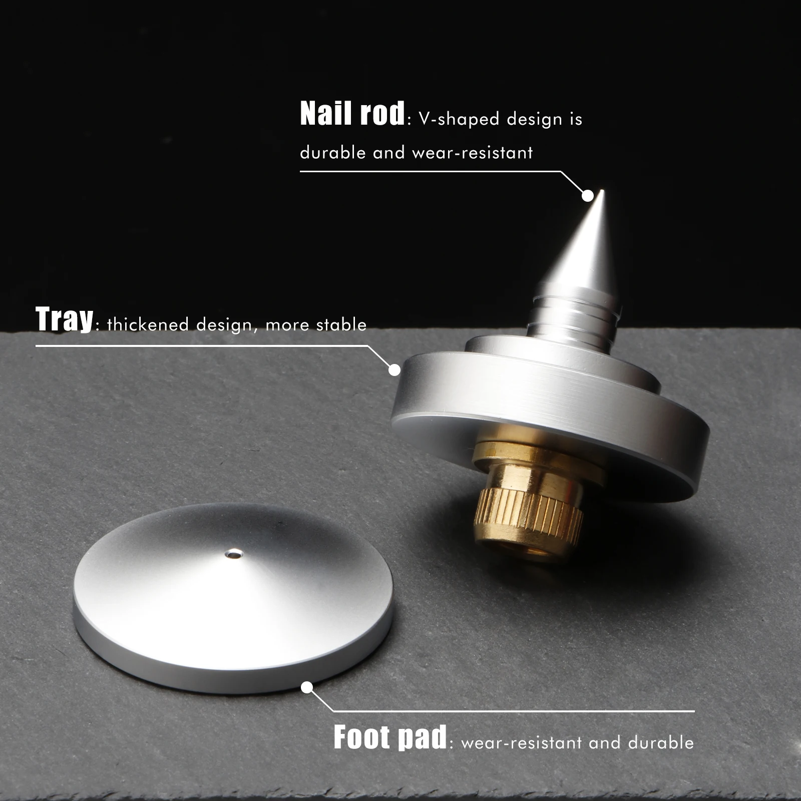 HIFI Speaker Spike Lsolation Feet  Aduio Silver Turntable Amplifier Pad Foot 35x47mm CNC Machined Aluminum Speaker Vibration Dam
