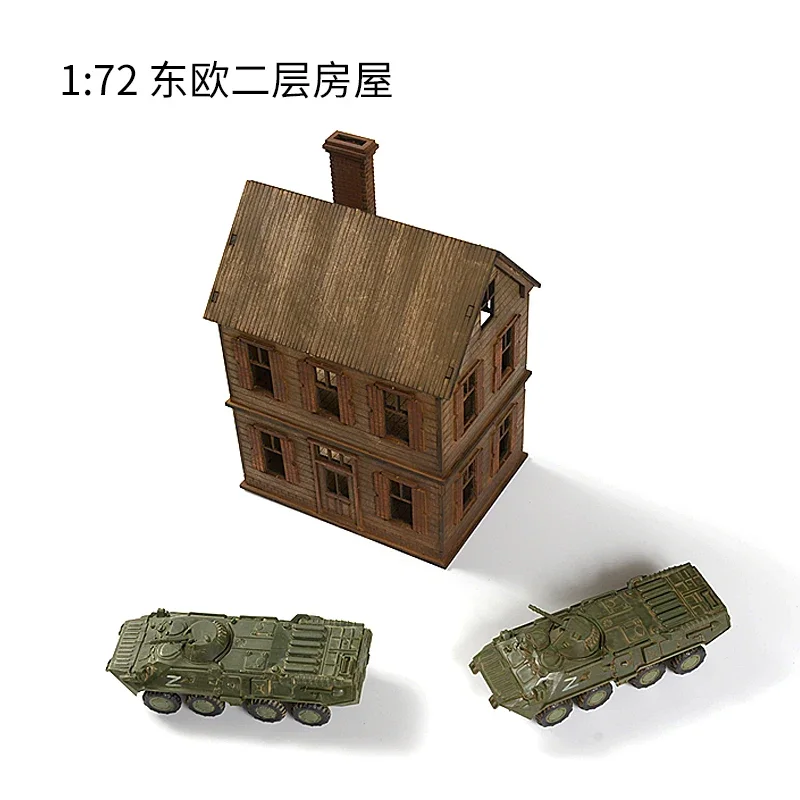 1/72 Eastern European Two-story Building Scene Wooden Assembly Model Decorations DIY Handmade Architecture Gift - Image 3