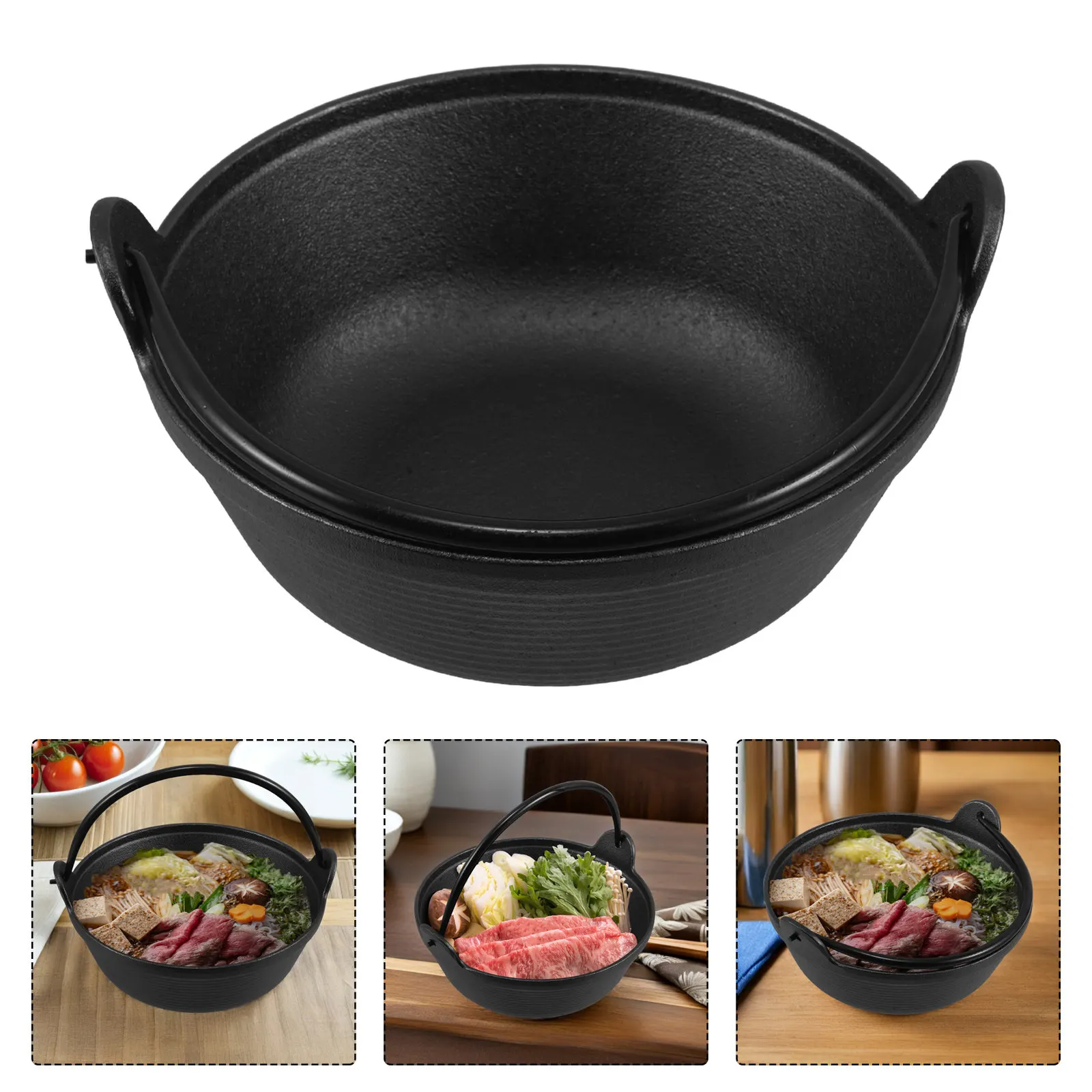 

Japanese Style Cast Iron Sukiyaki Pot Thickened Iron Cauldron Outdoor Hot Pot Picnic Cookware Simmer Pan for Japanese Dishes