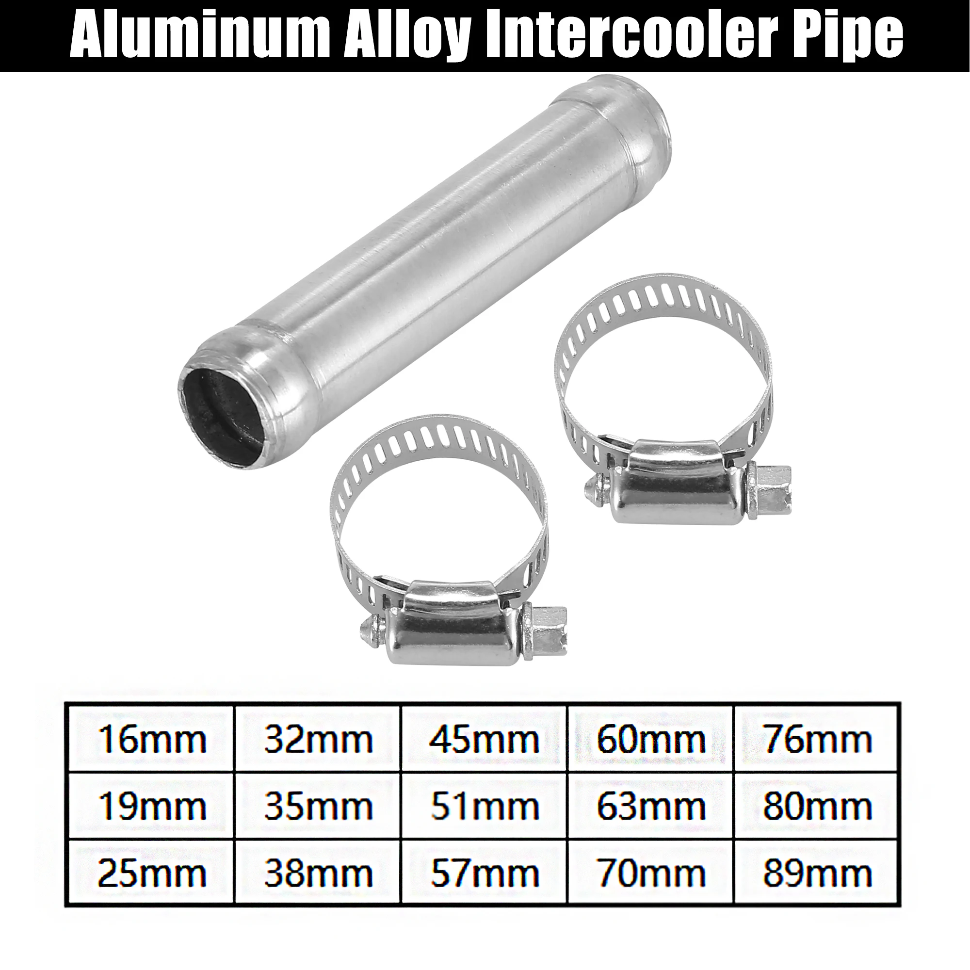 X Autohaux Universal Aluminum Alloy Hose Joint Pipe Set with 2 Clamps OD 16mm-89mm Length 3\