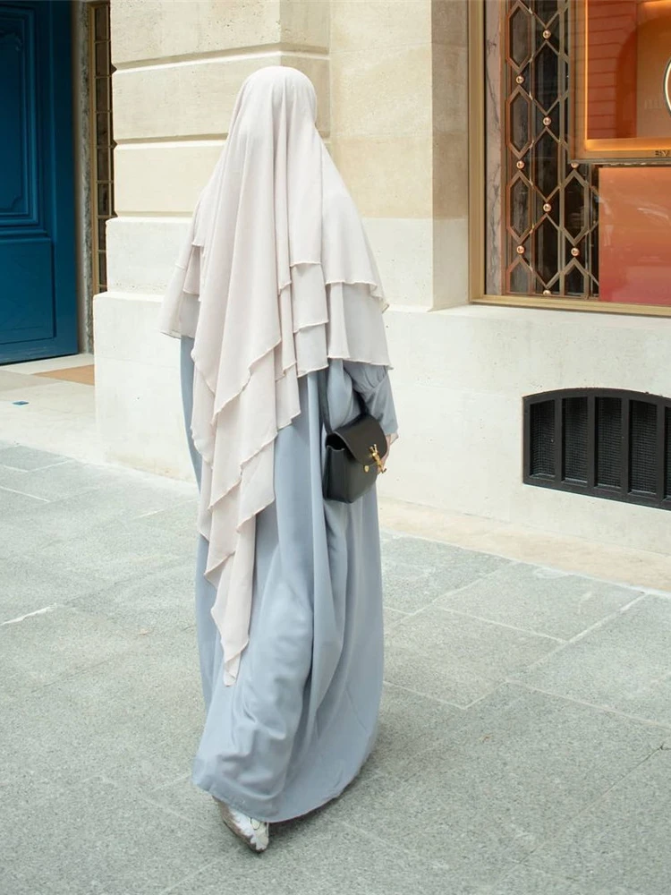 Eid Prayer Garment Khimar Islamic 3 Layers Women Hijab Sleeveless Tops Abaya Ramadan Muslim Arab Clothing Niqab Hijabs jilbab