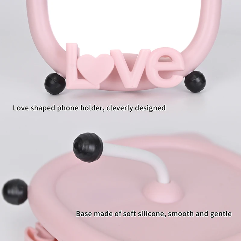 Espelho de maquiagem de orelha de gato/urso fofo com suporte de rack de telefone mesa simples base de bancada uso para mesa de banheiro espelhos cosméticos