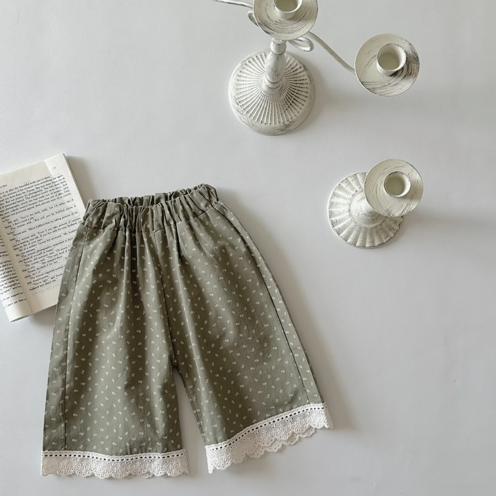 Baby Clothes Lace Sweet Wide Leg Pants 2024 Spring and Autumn Korean Style Baby Girls Fashion Simple Loose Casual Pants