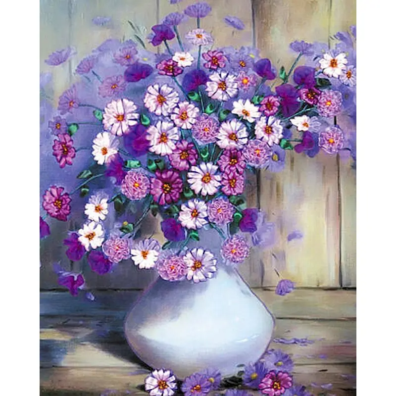 PhotoCustom Paint By Numbers Kits Picture With Numbers Purple Flower Acrylic Painting on Canvas Home Decor DIY Color by Number