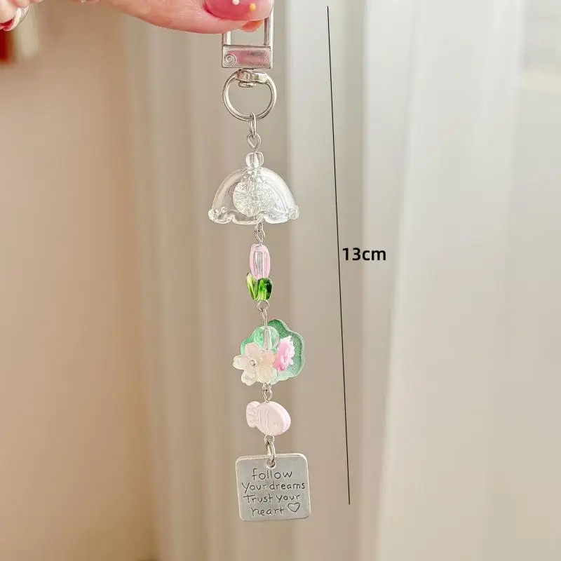 Small Fish Wind Chimes Keychain Beaded Mobile Phone Chain Earphone Case Bag Pendant Decoration Gift