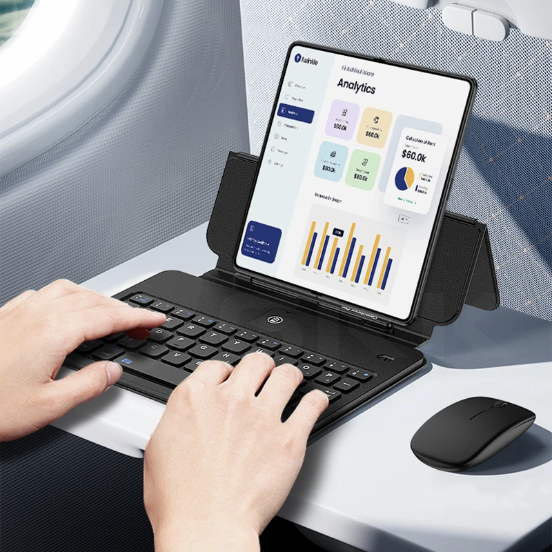 الجلود أضعاف حامل لوحة المفاتيح ل Honor ماجيك V5 V V2 V3 VS 2 3 بلوتوث لوحة المفاتيح اللاسلكية مع قلم اللمس الماوس غطاء واقٍ مزخرف لهاتف آيفون