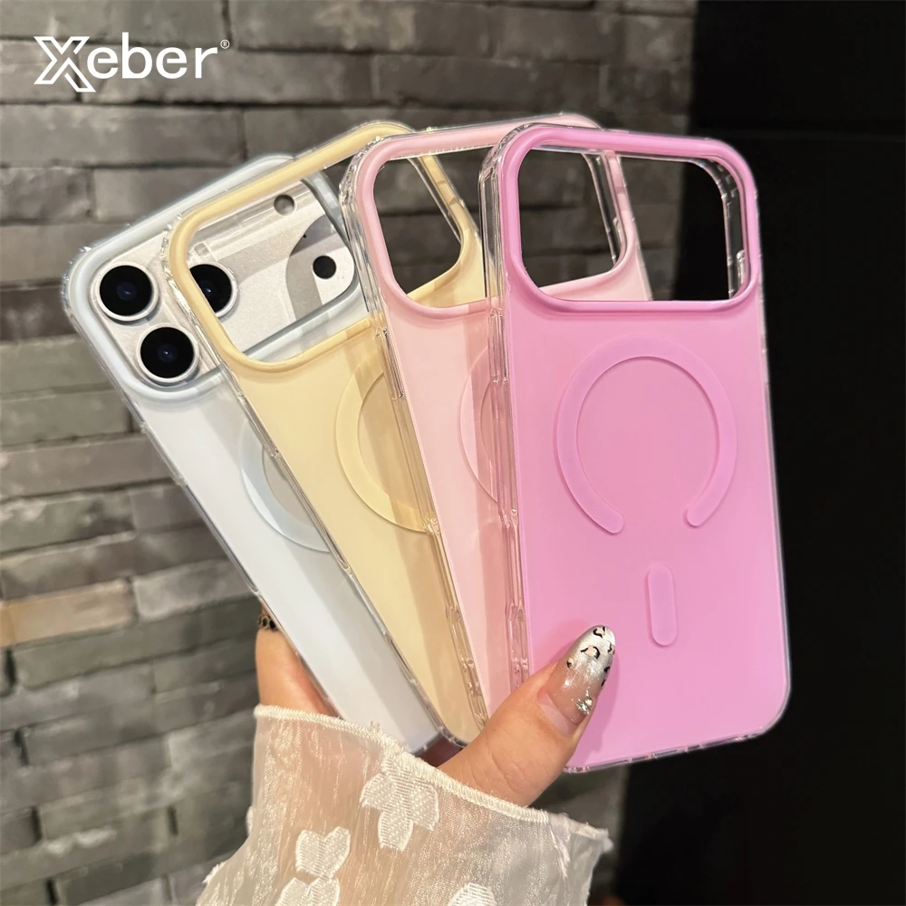 Luxuriöse mattierte magnetische Hülle für Magsafe, magnetische Handyhülle für iPhone 17, 16, 15 Pro Max Air mit Halter, kabellose Ladeabdeckung