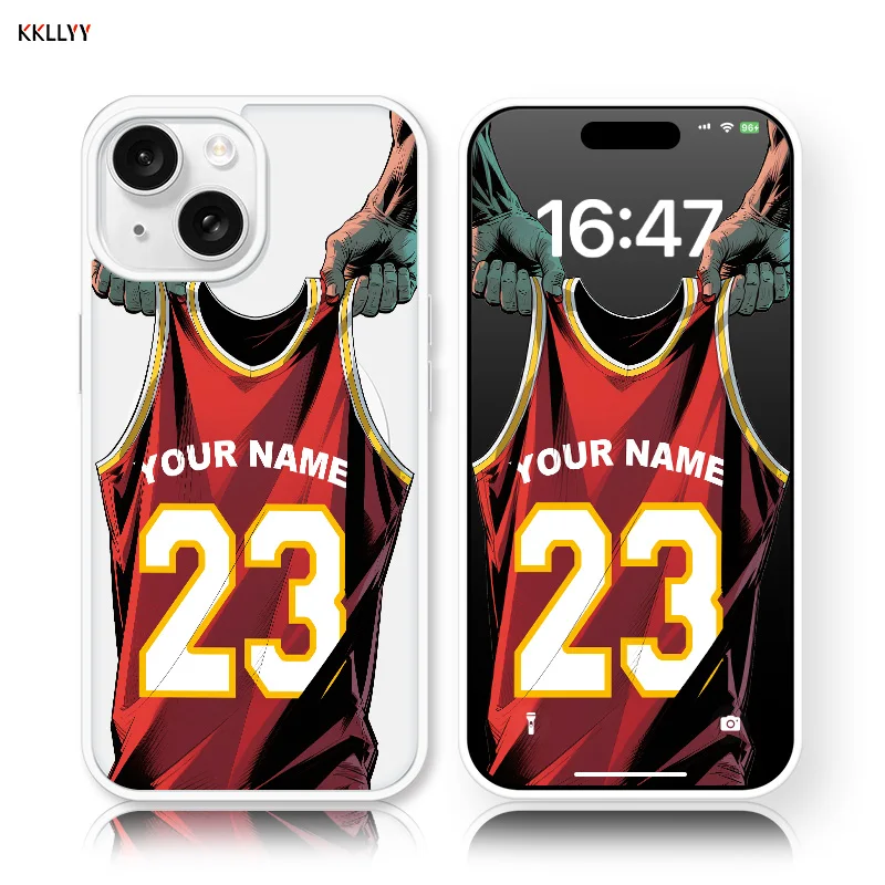 Funda magnética de silicona transparente personalizada para iPhone de baloncesto de la NBA para 16/15/14/13/ Pro Max y XS | A prueba de golpes | Personalización de fotos de bricolaje