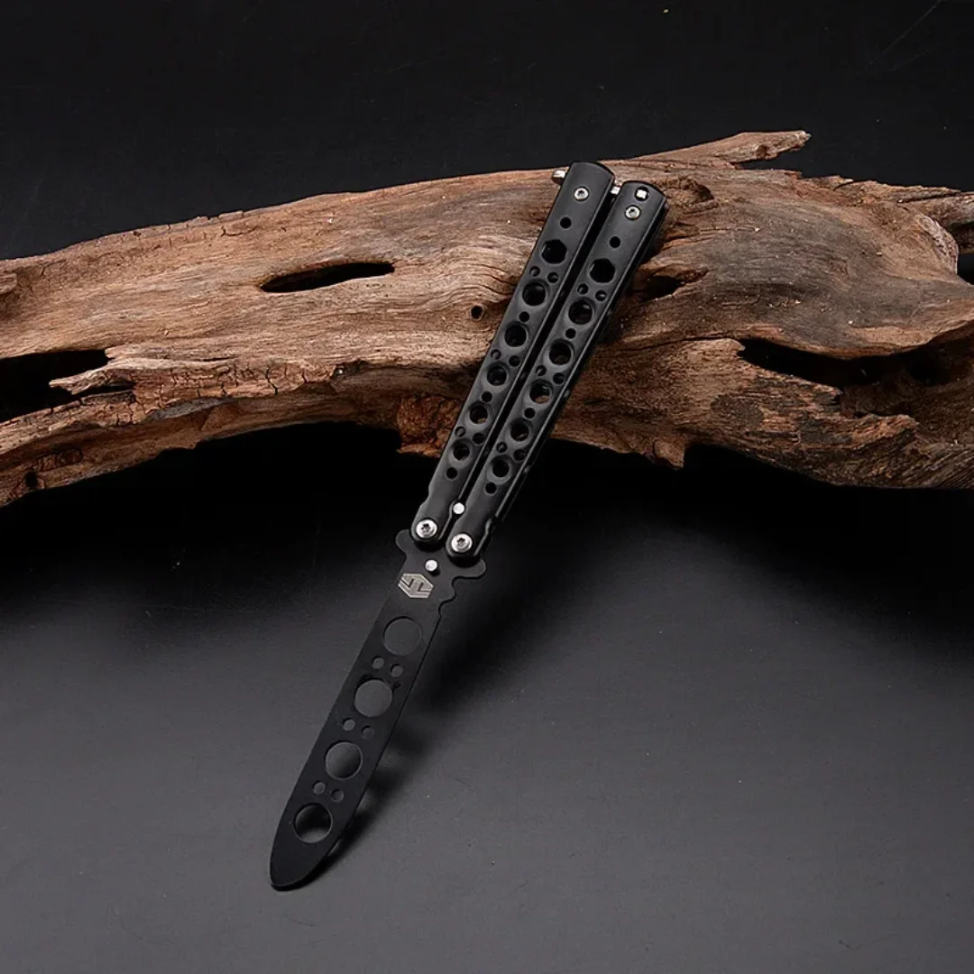 Cuchillo Mariposa de Entrenamiento, Cuchillo de Práctica de Metal, Cuchillo Mariposa de Acero, Cuchillo Plegable para Practicar Trucos de Manipulación