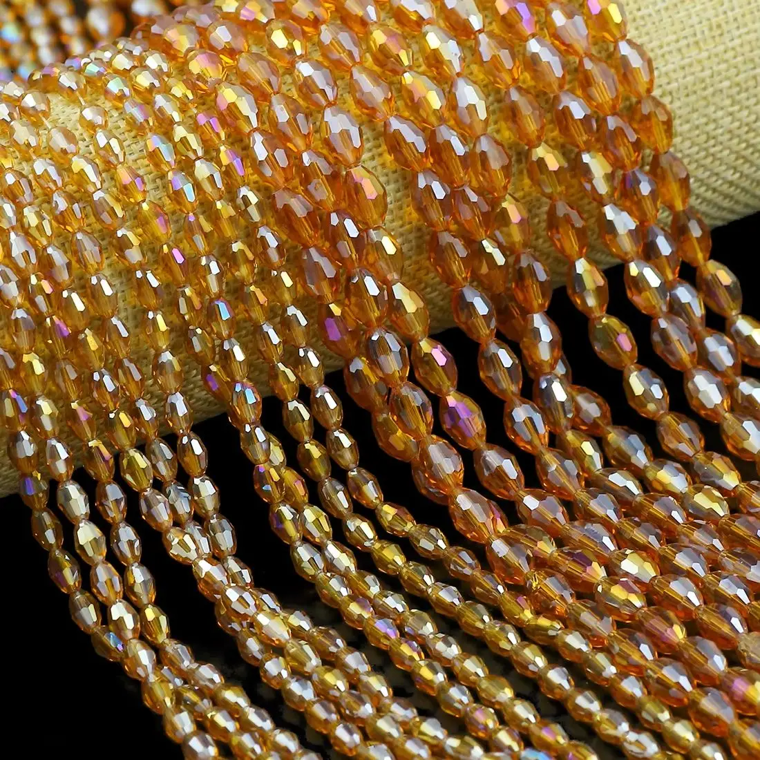 100-50pcs Amber Color Faceted Oval  Rice Austrian Brown Crystal Loose Beads For Jewelry Making DIY LOVE Bracelet Necklace 4/6mm