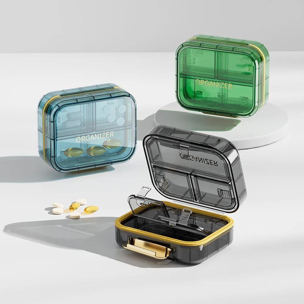 Portable Mini Pill Box Food Grade Water Proof Pill Box case for Travel 7 Compartments Double Layers Pill Medicine Box