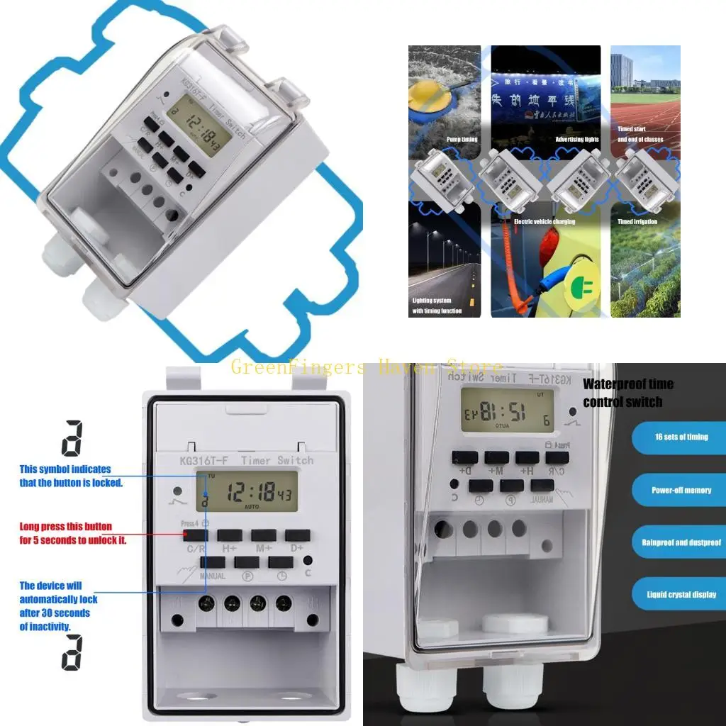 F68D Heavy Duty Digital Program Timer Controllers 40A 110V Cycle Timer Component Tool for light Pumps Appliances Indoor Outdoor