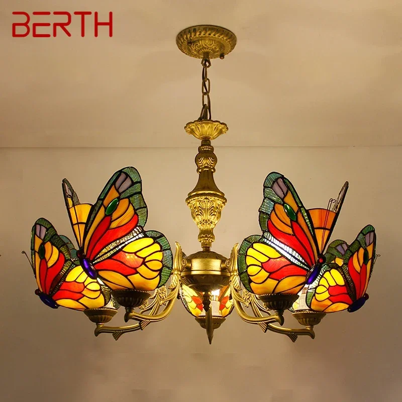 

Люстра-бабочка BERTH, роскошная художественная гостиная, ресторан, спальня, вилла, отель, кафе-бар, КТВ, клуб, цветное стекло, подвесной светильник