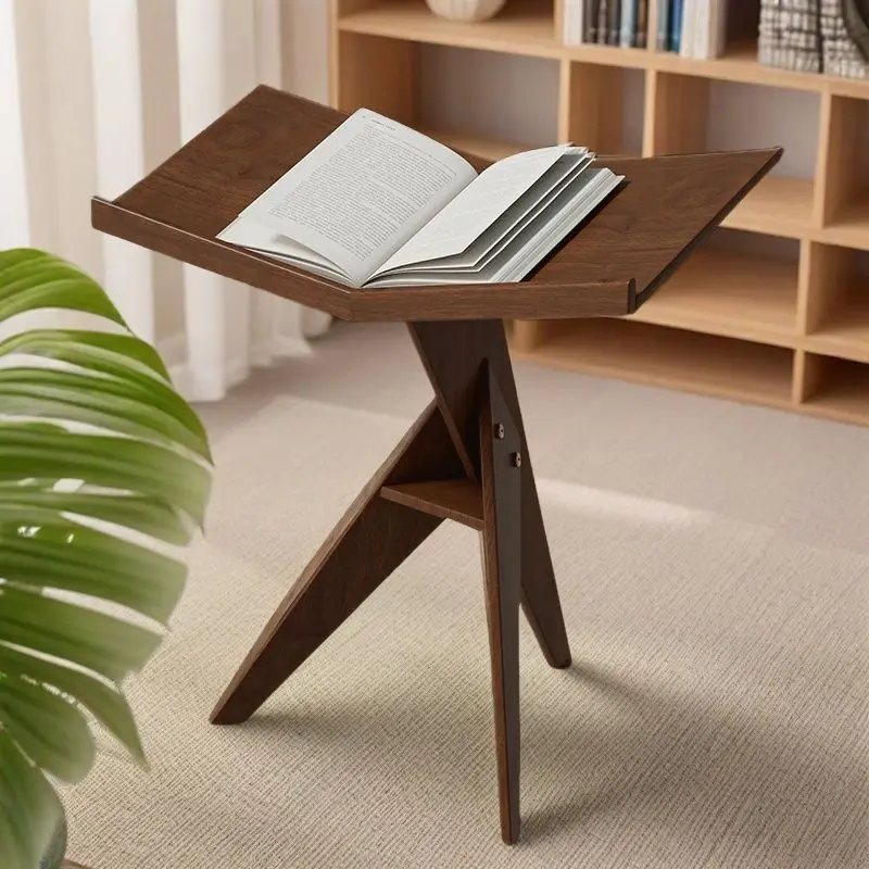

Solid wood bookshelf Magazine reading bracket Library self-study Floor display French small side newspaper shelf