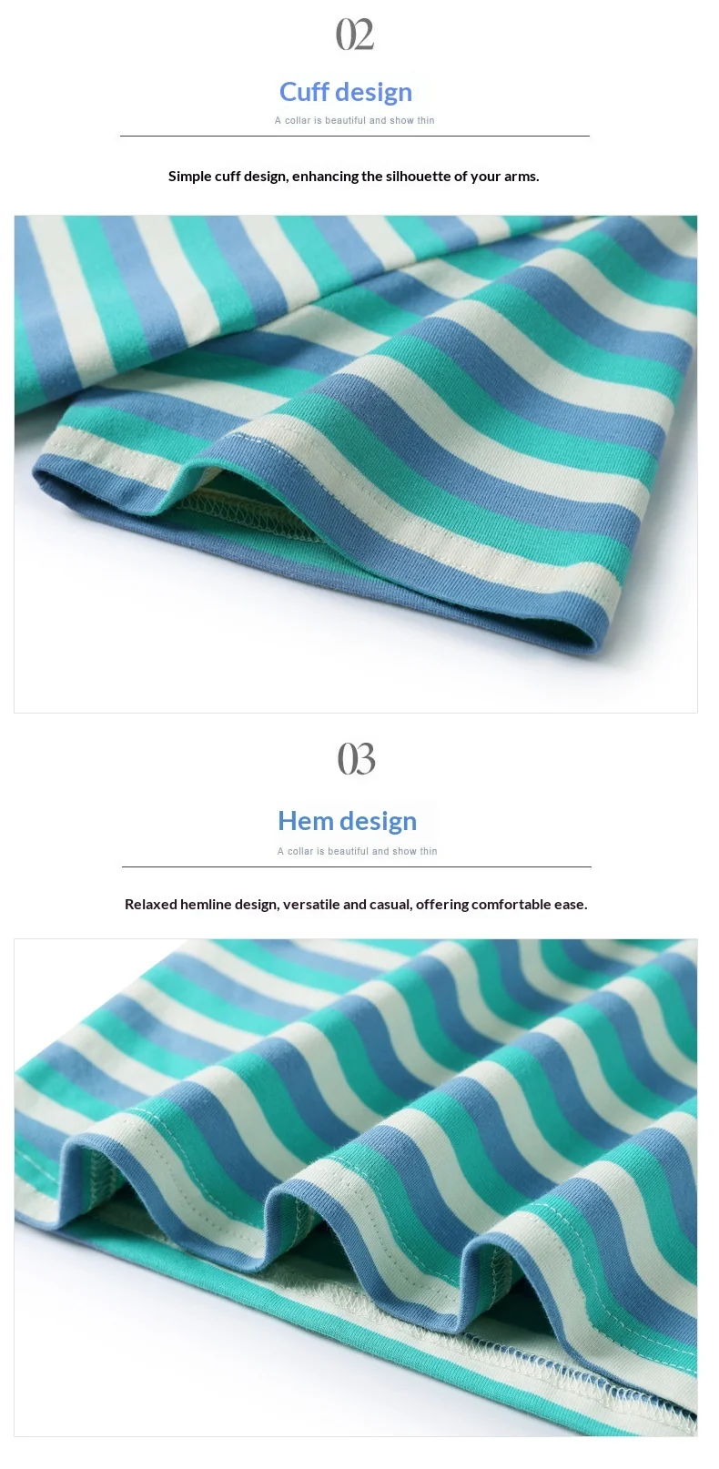 Damen Sommer T-Shirt mit Streifenmuster, kurze Ärmel, neu, schlankmachend, lockere Passform, halblange Ärmel, lässiges Basic-Oberteil – Detail 7