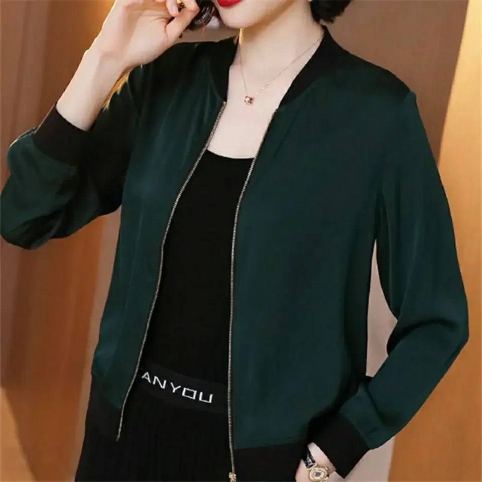 Oversized Solid Color Long Sleeve Jacket Women Summer Thin Coat Sun Protection Baseball Uniform Loose Versatile Cardigan Z978