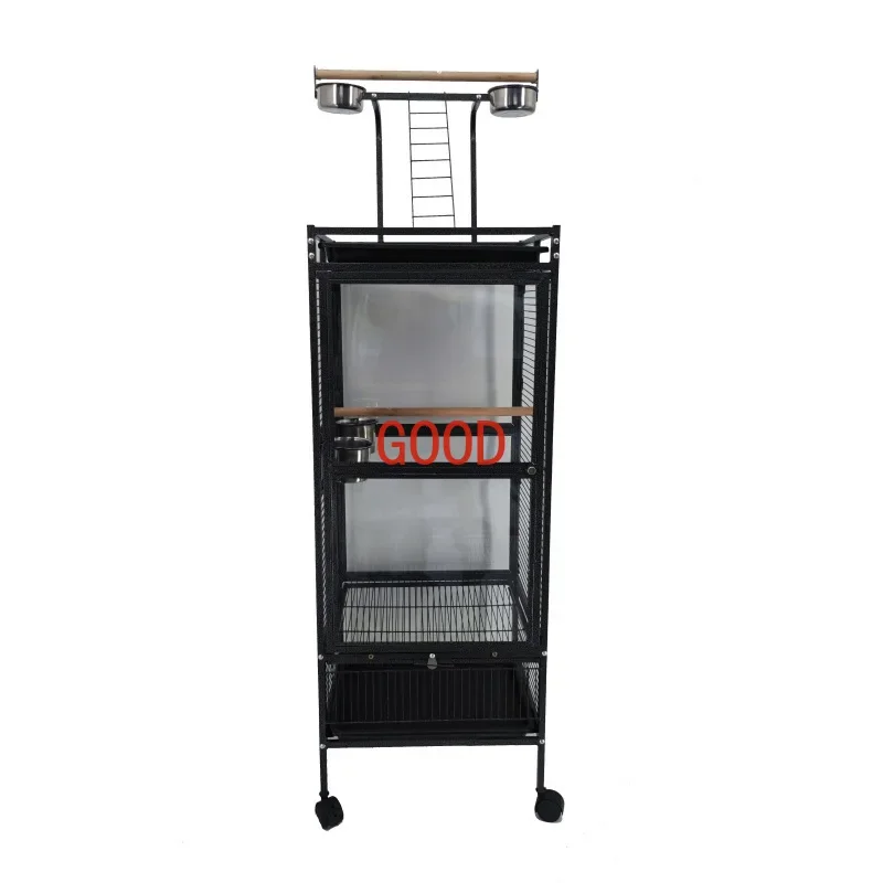 Parrot cage transparent glass ornamental bird cage interactive roof stainless steel