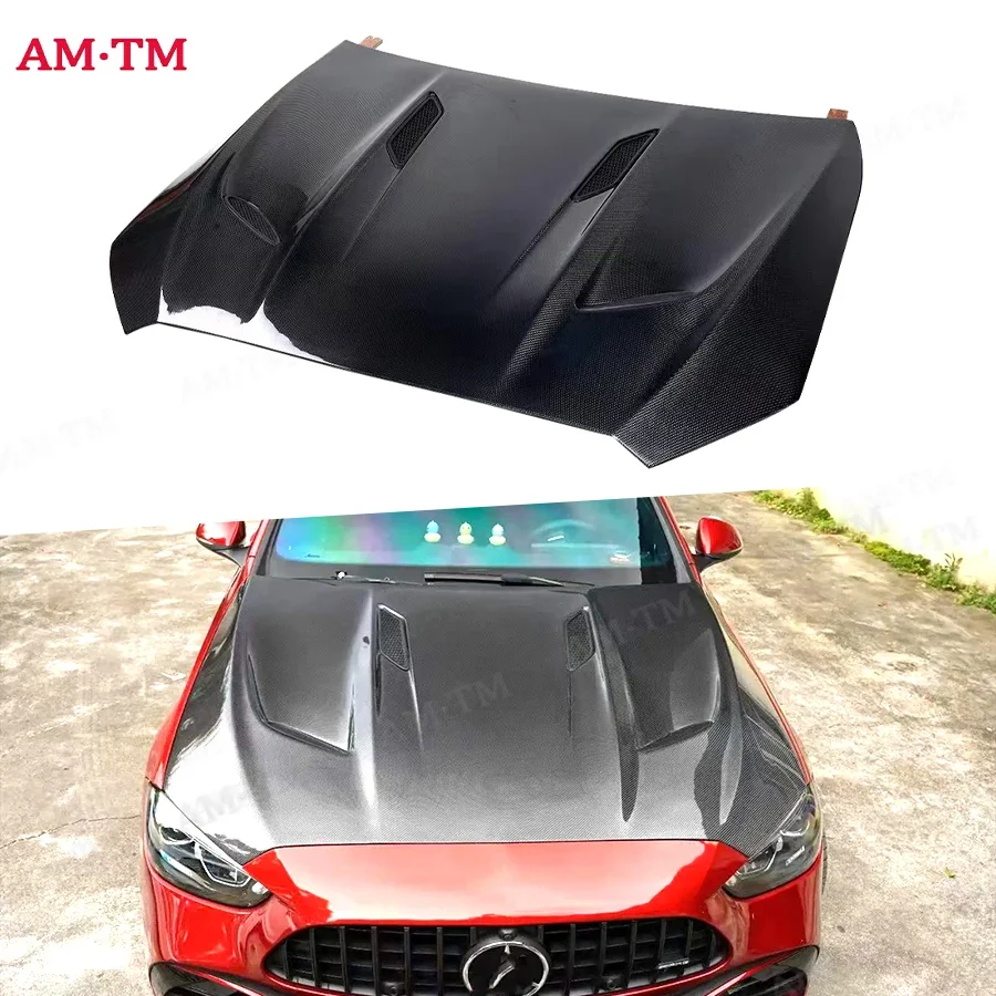 

Carbon Fiber Car Front Bumper Engine Cover Hood Bonnet Vent Parts For Mercedes Benz C class W206 Upgrade Body kit