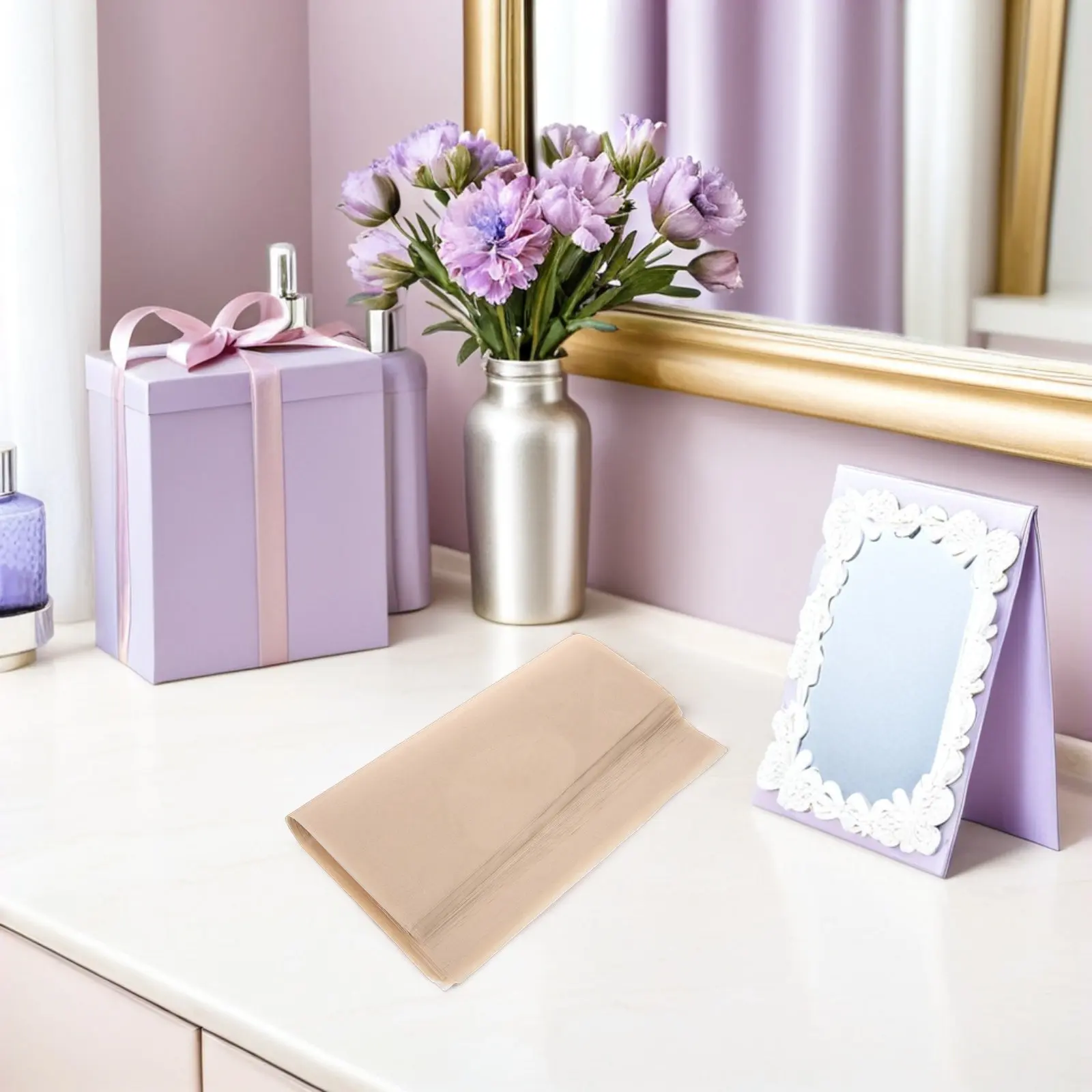 100Pcs Waterproof Bouquet Paper Floral Wrapping Sheets Beige 11.8x11.8 Hand-Crumpled Tissue for Florist Flower