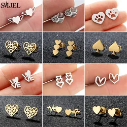 Tiny Love Heart Stud Earrings for Women Girls Romantic Stainless Steel Ear Piercing Earring Jewelry Accessory Valentine's Gifts