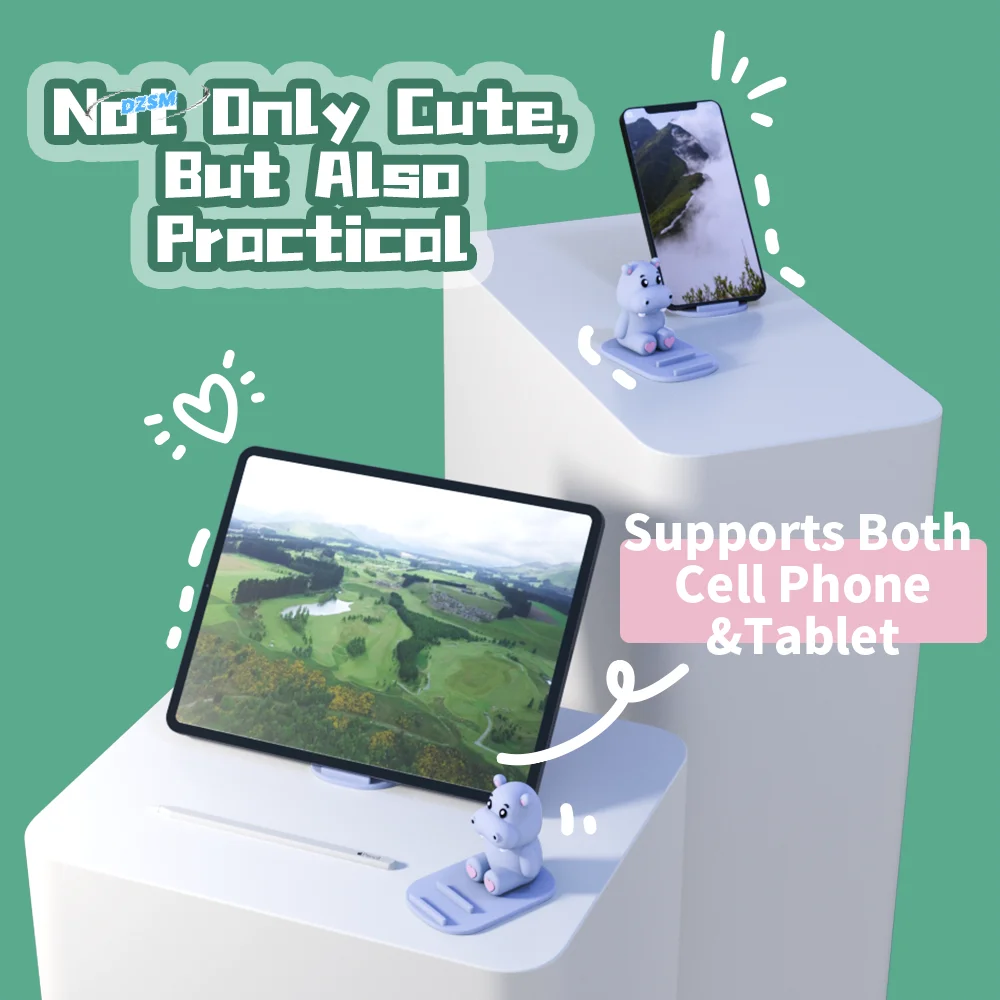 

Hippo Mobile Phone Tablet Stand Support PVC Doll Creative Phone Holder Cartoon Portable Cell Phone Bracket Desktop Ornaments
