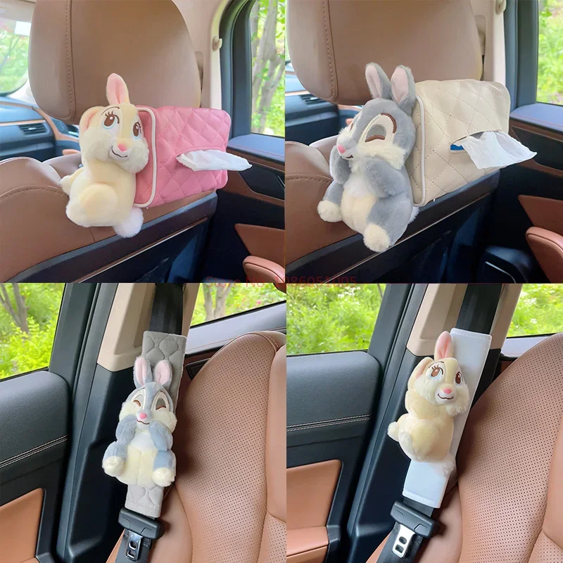 Disney Thumper Bunny Bonnie Rabbit Plush Toy Anime Disney Series Car Seat Belt Tissue Box Protective Cover Easy To Clean Kawaii