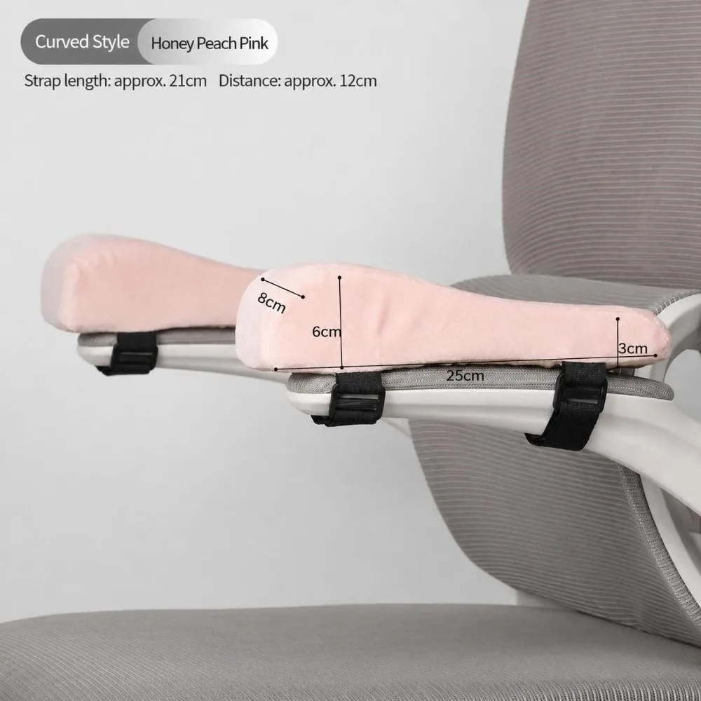 Sponge Foam Chair Armrest Pad Curve Design Fasten Strap Arm Rest Mat Easy Mount Thick Cushion Height Increase Cushion