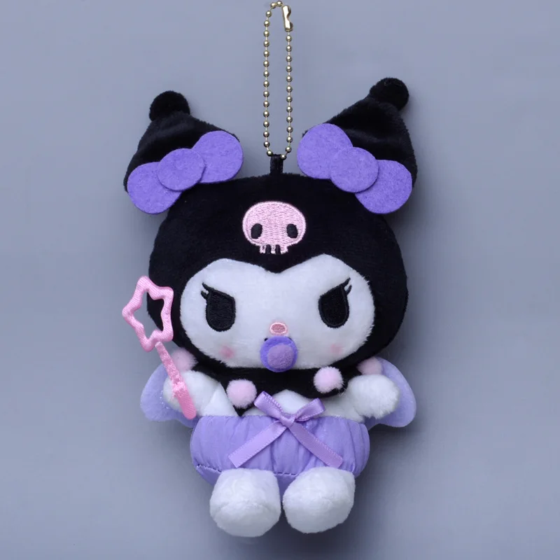 Sanrio Angel Plush Pendant Doll, Baby Wings Series, Kuromi Cinnamoroll My Melody Pompom Purin, Genuine, Fofo, Presente de Aniversário do Kid