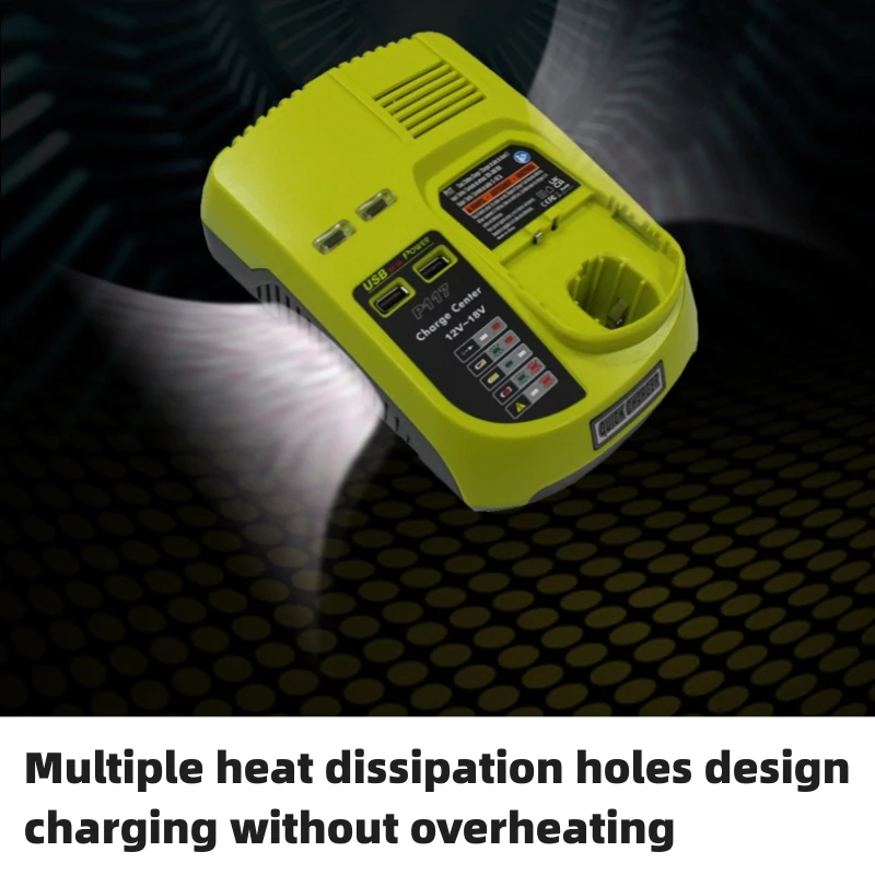 12V-18V Chrom Nickel Wasserstoff NI-CD NI-MH Batterieladegerät Überlastschutz mit 2USB-Ladeanschlüssen für Liyoubi P108 P117