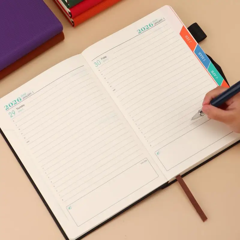 2026 Daily Monthly Planner With Colorful Monthly Mark Hardcover Leather Day Planner 400 Pages Dated For Daily Scheduling