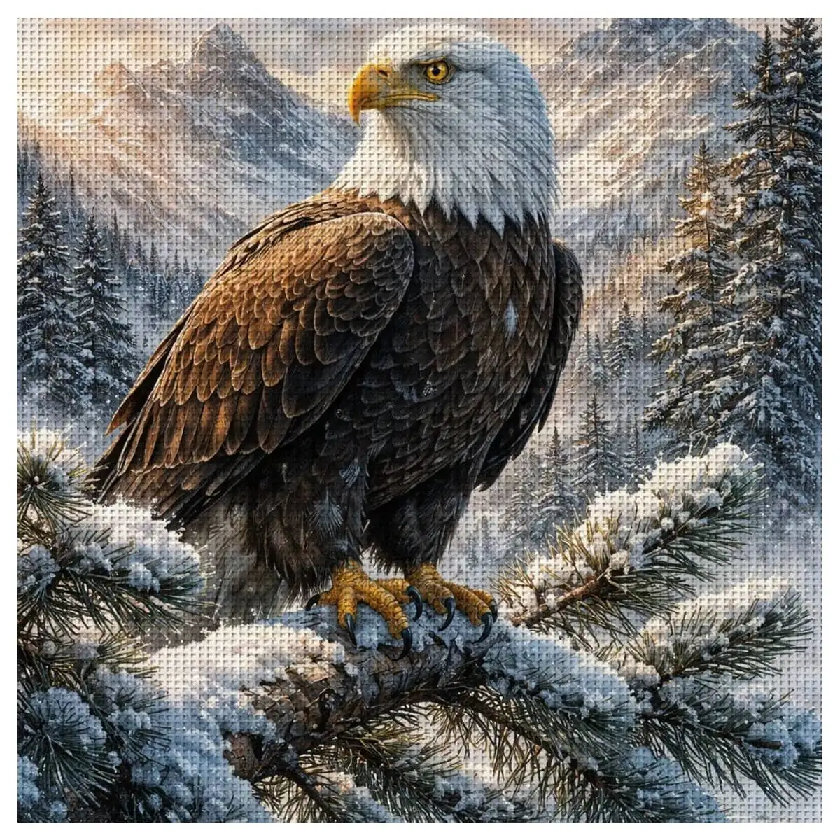 1 Stück 40x40 cm/15,74 Zoll Adler-Stickerei-Set DIY-Kit 11CT/14CT DIY-Stickset DIY-Kreuzstichset Vollstickerei – Detail 1