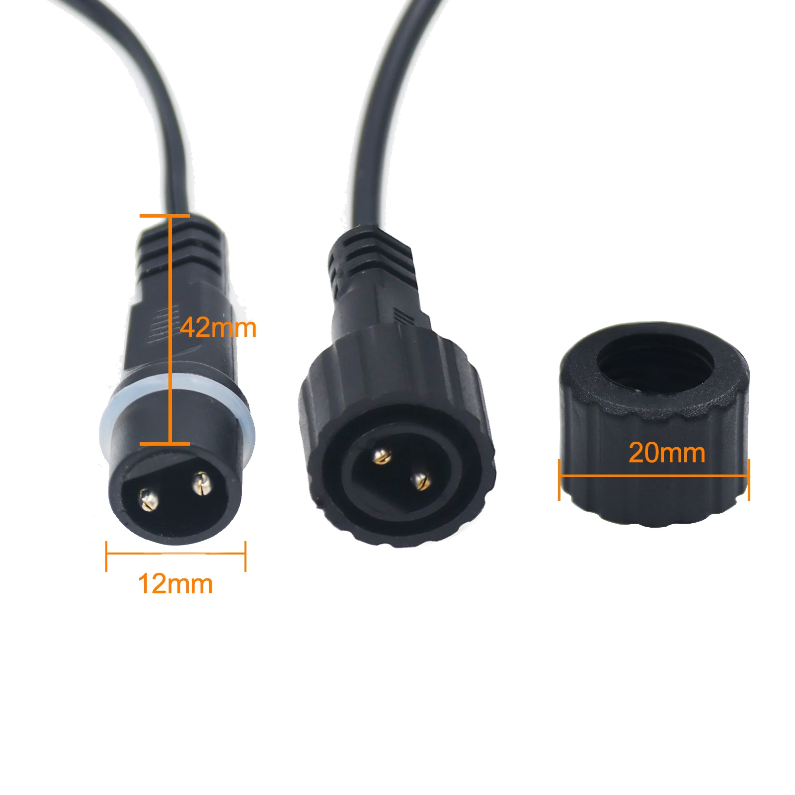 2Pin LED Connector Male 1.2M Black 2Pin Plug Connector Wire 1/2/5/10pcs Waterproof Extension Cable for Solar Panel