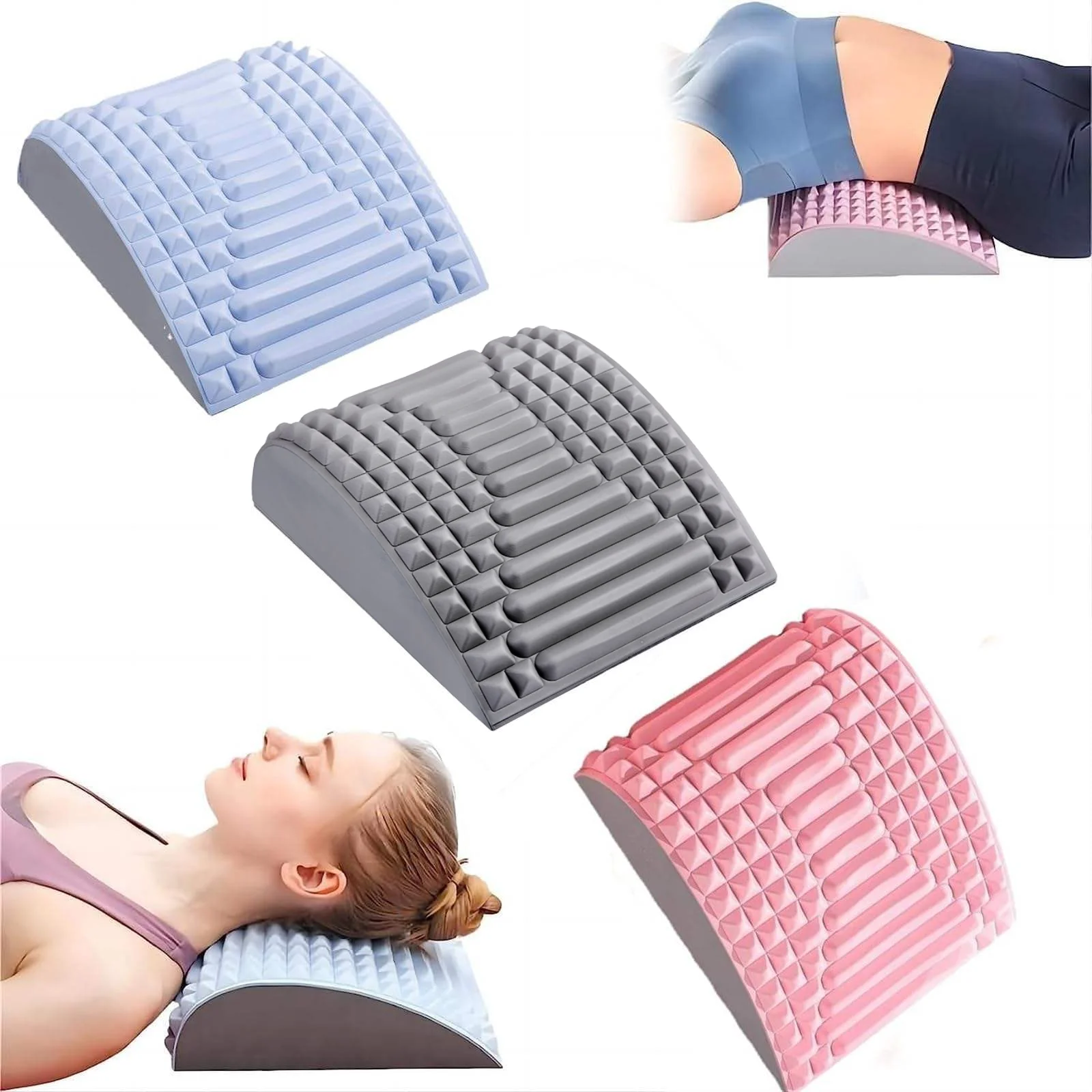 Back Stretcher Pillow Neck Lumbar Support Massager for Neck Waist Back, Sciatica, Herniated Disc Pain Relief Massage Relaxation