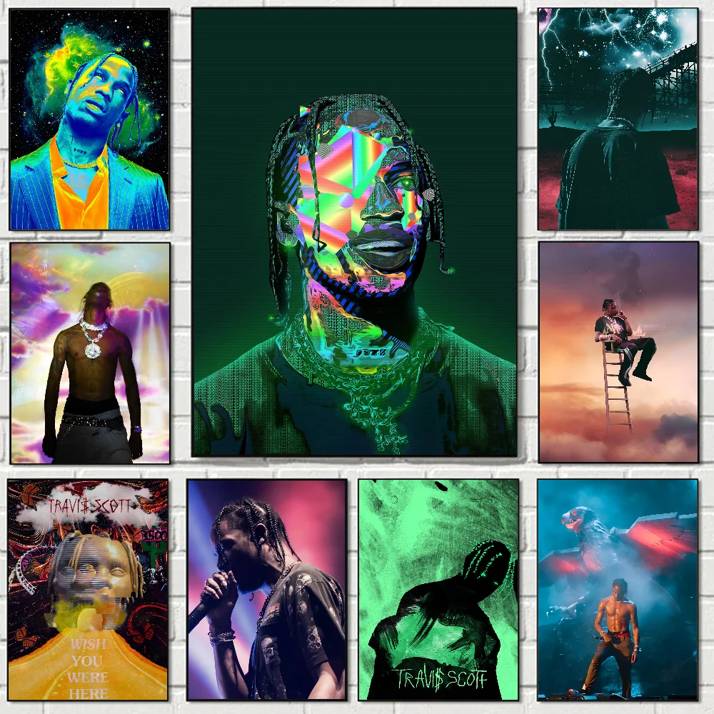 

Travis Scott Hip Hop Rapper Poster Poster Stickers Art Wall Murals Decor Game Room Decor Gifts HD Painting