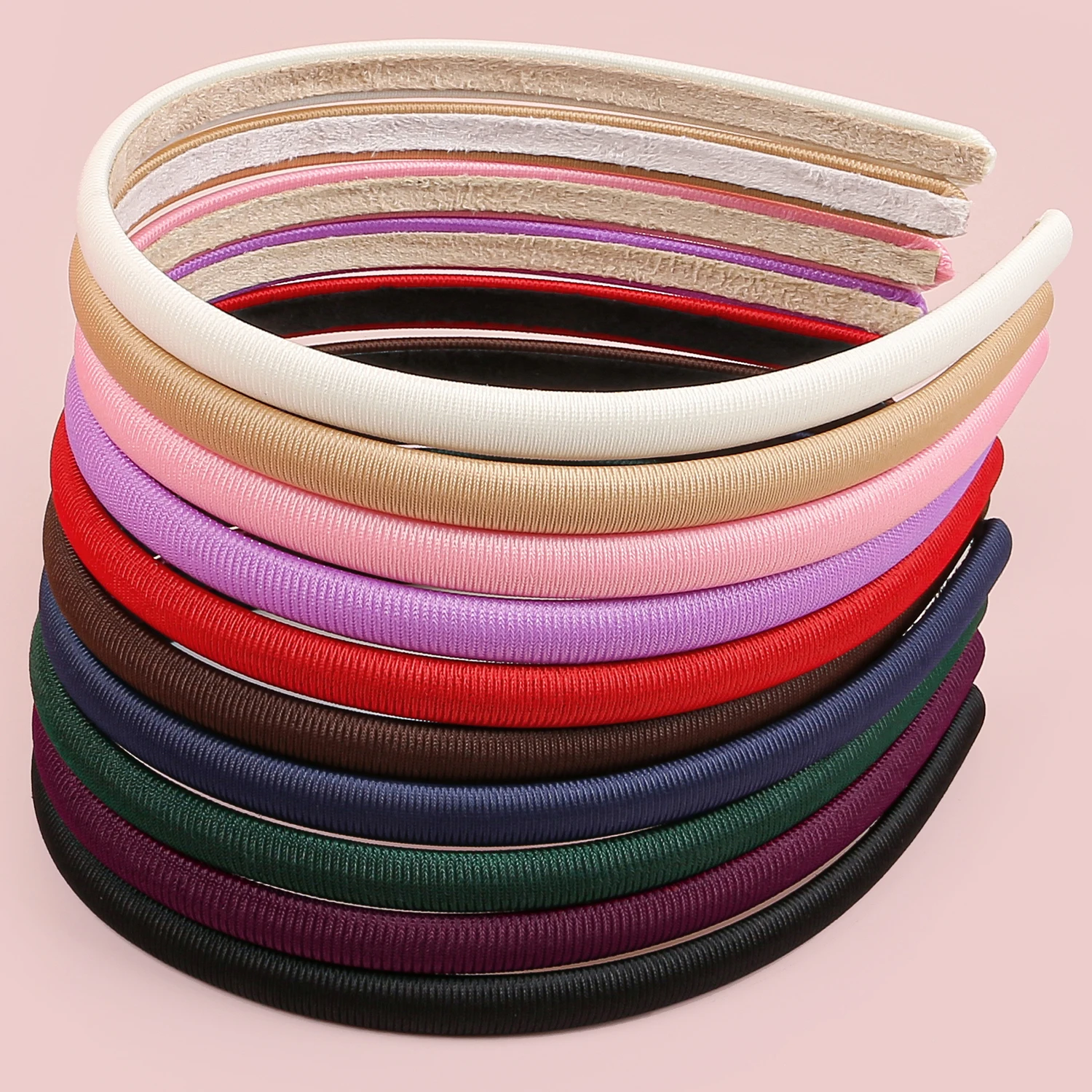 1/5pcs Plain 1cm Thin Headband for Girls Fabric Covered Resin Hairbands Plastic Hairhoop Kids Children Hair Accessories