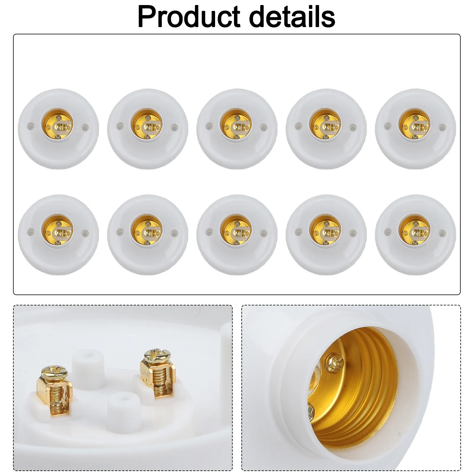 Lamp Holder Light Bulb Socket Signs And Displays Plastic+Metal 2A White+Gold E27 Screw Socket Light Bulb Holder