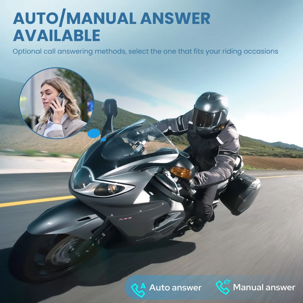 GEARELEC C2 Motorcycle Helmet 5.3 Bluetooth Intercom Headset 50m 2-Rider IP67 Waterproof BT Wireless Communication Multicolor
