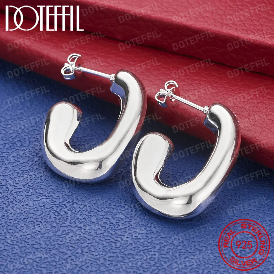 Elegante Mini-Ohrringe in C-Form aus 925er Sterlingsilber für Damen, modischer Party- und Hochzeitsschmuck